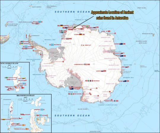 Майкл Салла - Полковник ВВС США раскрыл координаты древних Антарктических руин Antarctica-Station-Map-1024x853-540x450