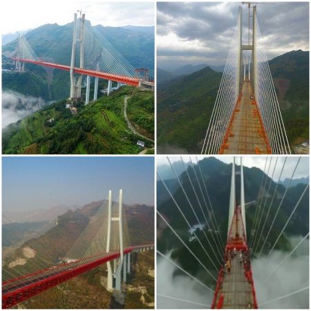 Мост Бэйпаньцзян имеет очень сложную конструкцию.